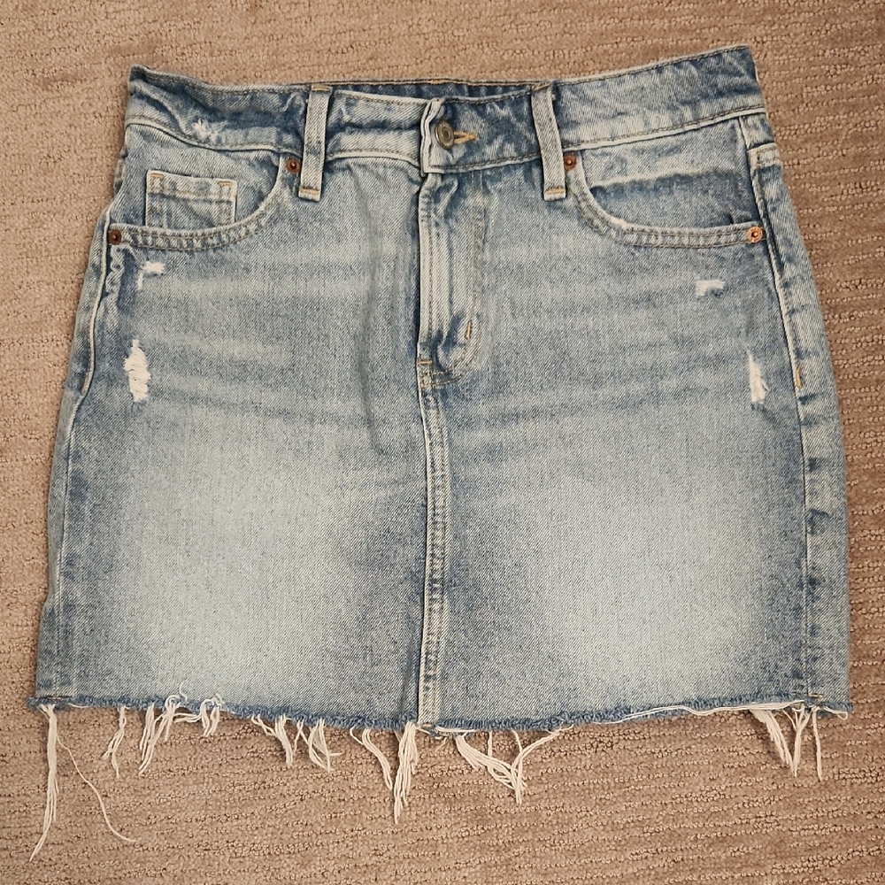 Old Navy Light Blue Distressed Mini Skirt